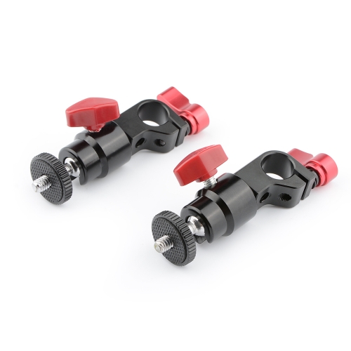 CAMVATE 15mm Rod Clamp & Ball Head Mount Adapter (Red, 2 Pieces)