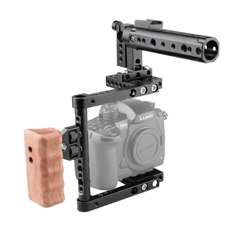 CAMVATE DSLR Camera Cage Top Handle Wood Grip for Canon 600D 70D 80D