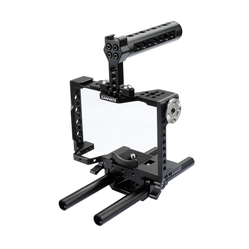 CAMVATE Camera Cage Rig With Top Handle & 15mm Dual Rod For Sony a7 II, a7R II, a7S II, a7 III, a7R III, A7r4, a9 Series