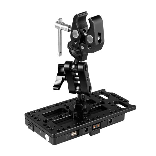 CAMVATE QR V Mount Power Splitter Battery Adapter Combined With Super Clamp & Ball Head Extension Support Arm