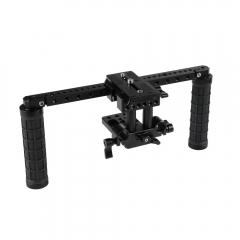 CAMVATE DSLR Camera Supporting Rig With Manfrotto QR Plate & Rubber Handgrip For Shoulder Mount Rig