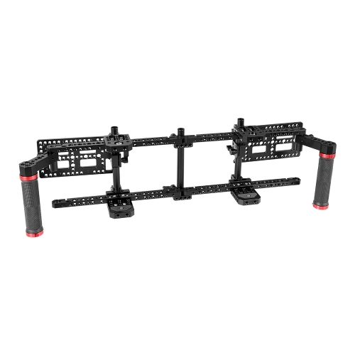 CAMVATE Double Adjustable 7" Director's Monitor Cage Rigs With Dual Rubber Grips & Double Battery Plate