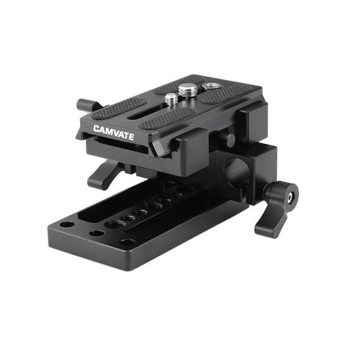 CAMVATE QR Manfrotto Connect Adapter With Sliding Mounting Plate + Base Plate + 15mm Dual Rod Clamp