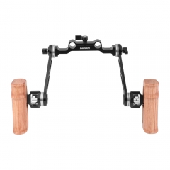 CAMVATE Dual Wooden Handle With Adjustable ARRI Rosette Extension Arm & 15mm Railblock For DLSR Camera Shoulder Rig