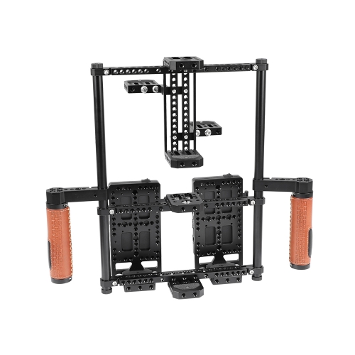 CAMVATE 2-in-1 Director's Monitor Cage Rig With Double Power Supply Splitters & Leather-covered Hand Grips (For 5" & 7" Monitors)