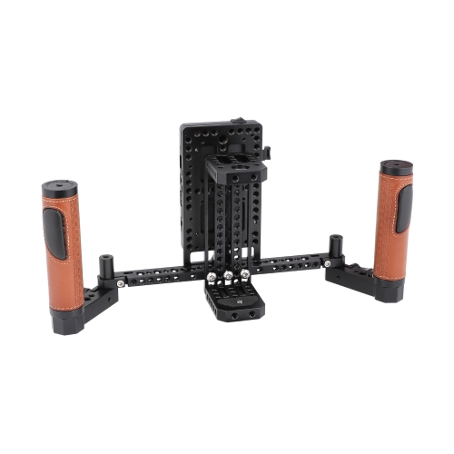CAMVATE 5" & 7" Director's Monitor Cage Rig With V Lock Power Splitter & Leather-covered Handle Grips