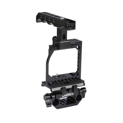 CAMVATE Full Cage Kit With Manfrotto QR Plate & NATO Cheese Handle & 15mm Railblock For Sony A6000 A6300 A6400 A6500 A6600 4K Camera