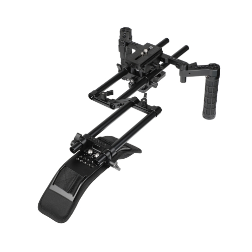 CAMVATE Manfrotto Quick Release Tripod Mount Base Plate With 15mm LWS Rod Clamp & Dual Rubber Handgrips