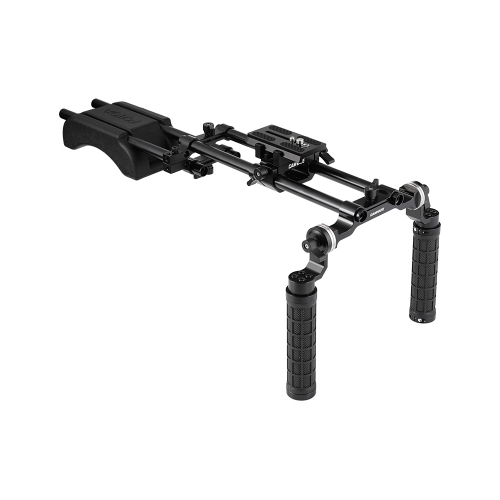 CAMVATE Pro Shoulder Mount Rig With Manfrotto Quick Release Plate & Adjustable Rosette Rubber Handgrips & Dual Rod Support Systems For DV Camcorder