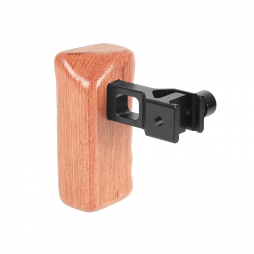 CAMVATE Medium-size Wooden Handgrip (Left Side) With Quick Release NATO Clamp Handle Seat For DSLR Camera Cage Rig