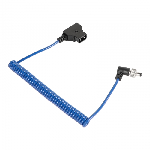 CAMVATE Universal Monitor Power Supply Coiled Cable D Tap To DC 2.5mm Right Angle With Lock (Blue)