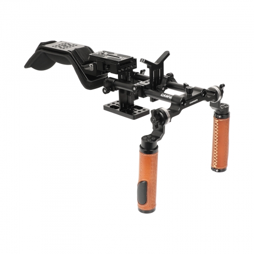 CAMVATE Handheld Shoulder-support Mount Rig With Manfrotto Quick Release Baseplate & Adjustable Arri Rosette Leather Handgrip