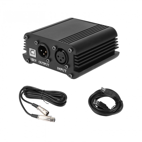 CAMVATE 48V Phantom Power Supply With USB Cable Adapter And 3 Pin Microphone Cable For Music / Audio Recording Equipment