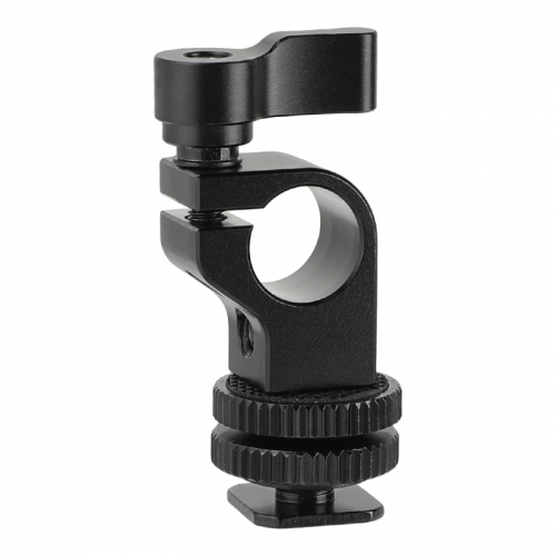CAMVATE Standard 15mm Single Rod Holder Clamp With Shoe Mount Adapter & Double Lock Nuts