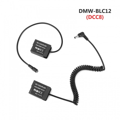 CAMVATE Panasonic Double DMW-BLC12 (DCC8) Dummy Batteries To 2.1mm Female & Male Plug DC Cables