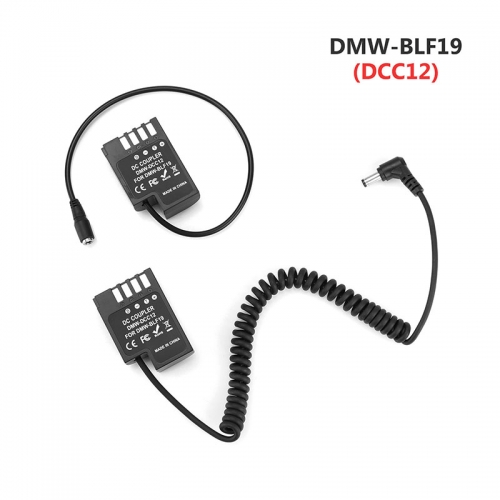 CAMVATE Panasonic Double DMW-BLF19 (DCC12) Dummy Batteries To 2.1mm Female & Male Plug DC Cables