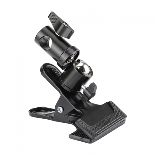 CAMVATE Strong Spring Clamp (50mm Jaw Opening) With 1/4" Adjustable Ball Head Holder & Light Stand Head Adapter