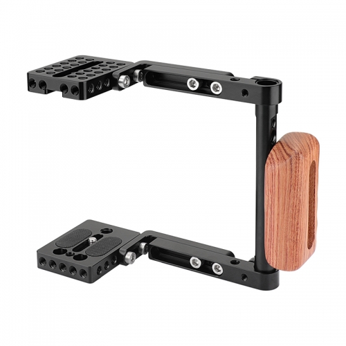CAMVATE Camera Half Cage Kit With Wooden Right-side Handgrip & Adjustable Mounting Plates For Canon 600D 70D 80D