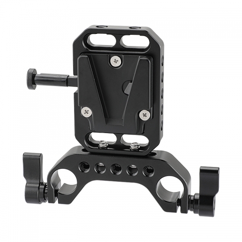 CAMVATE Compact V-Lock Female Quick Release Adapter With 15mm Railblock Rod Holder For Camera Cage Kit / Shoulder Rig