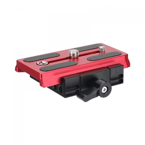 CAMVATE Manfrotto Type Quick Release Base Clamping Plate And Sliding Plate Camera Mount (Red Color)