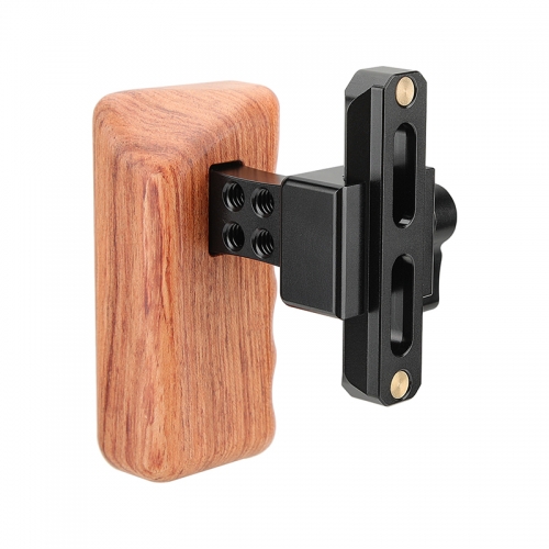 CAMVATE DSLR Wood Wooden Handle Grip (Left Hand)with Swat Rail Clamp & safety rail（70mm）