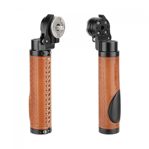 CAMVATE 2× Genuine Leather Hand Grip With ARRI Rosette M6 Thumbscrew Knob For Handheld DSLR Camera Shoulder Mount Rig