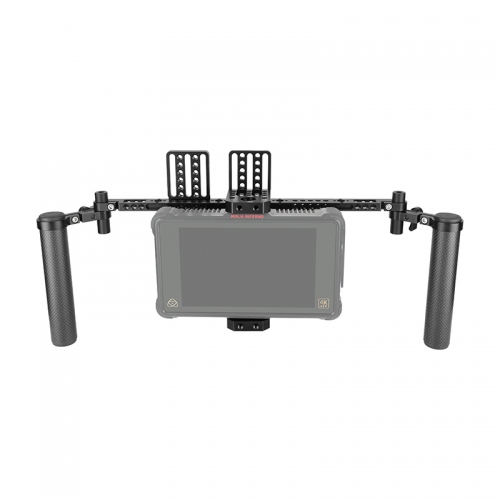 CAMVATE 7" Monitor Cage Rig Adjustable Bracket With Dual Carbon Fiber Handgrip & Back Plate Mount For SmallHD 700 Series