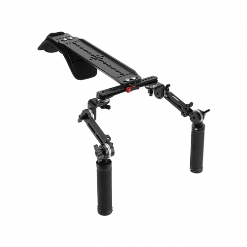 CAMVATE Shoulder Mount Rig With ARRI-Style 12" Dovetail Sled Plate & Rosette Handle Pair For DSLR Camera / DV Camcorder