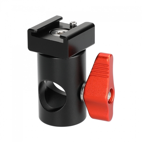 CAMVATE Light Stand Head With Cold Shoe Mount Adapter (Red Rachet Lever)