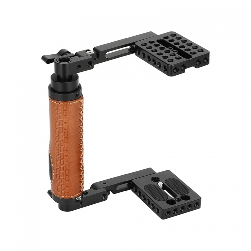 CAMVATE Foldable Camera Cage with Leather Side Handgrip for Large DSLRs & Mirrorless Cameras