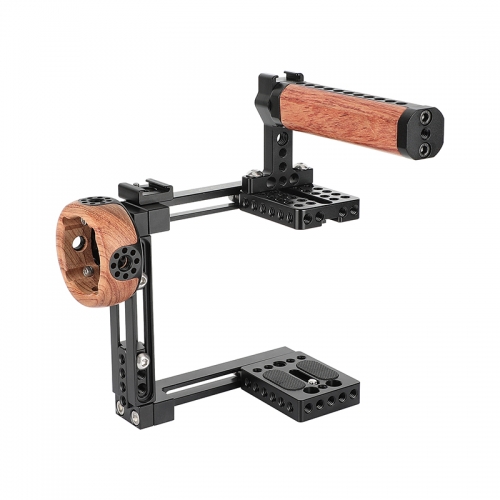 CAMVATE Dual-Use Adjustable Cage Kit with Top and Side Wooden Handle