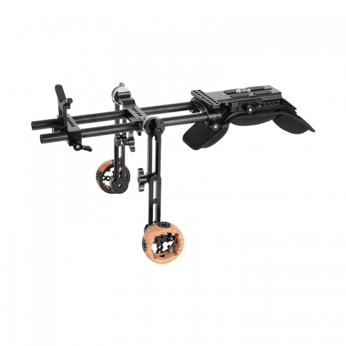 CAMVATE Shoulder Mount 15mm Railblock Rig With Manfrotto QR Plate and Wooden Handgrip