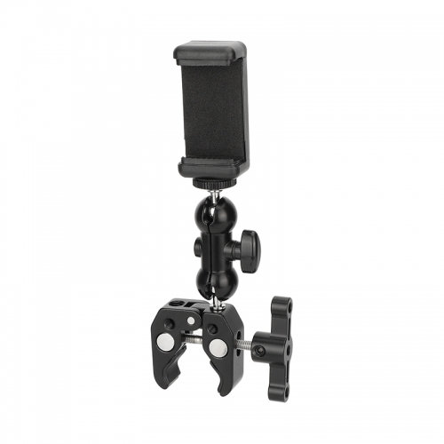 CAMVATE Crab Clamp Bracket with Ball Head Mount Cell Phone Clip (Black T-handle)